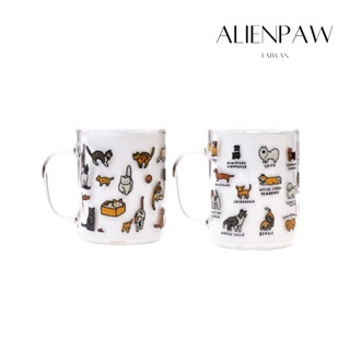 ALIENPAW｜手繪插畫玻璃杯 貓咪杯小狗杯 水杯 牛奶杯 杯子 酒杯 馬克杯 可愛萌寵小狗小貓玻璃插畫牛奶玻璃杯燒酒