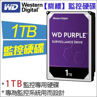 WD 紫標 1TB 監控硬碟 3.5吋 SATA硬碟 監視器專用 原廠保固三年 監視器