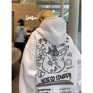 【NOSD】帽t 男帽t 口袋貓咪 美式帽t 長袖男 oversize 美式復古 重磅帽t 寬鬆上衣 連帽帽t 潮牌衣服