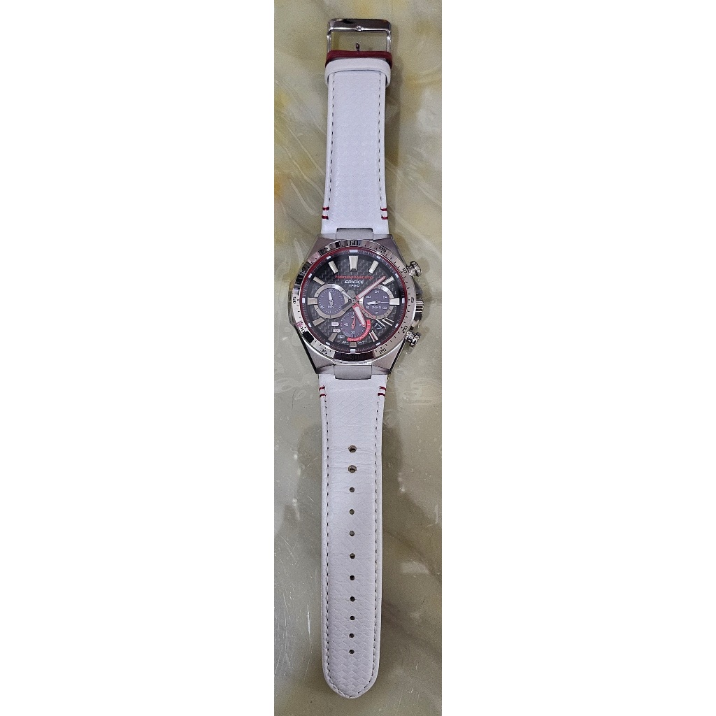 CASIO x HONDA  EDIFICE 紅白 賽車 聯名 限量 菱格紋EQS-800HR 太陽能