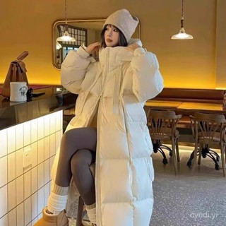90%白鴨絨長版輕薄羽絨服女韓版寬鬆加厚過膝保暖棉服外套 保暖 防寒 羽絨外套連帽 JO6A