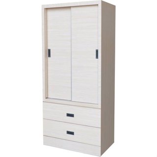 【萊夫家居】TS-36E-2T◎雪松色2.7尺二抽衣櫃【臺中傢俱】推門衣櫥 拉門 單人衣櫃 套房 防蛀木心板 臺灣製