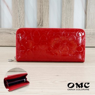 【OMC】NG福利品-漆皮壓印-原廠價2980元-漆皮單拉鍊牛皮長夾(紅色)