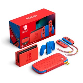 Nintendo Switch 同捆機 組合 瑪利歐亮麗紅X亮麗藍 主機組合 僅此一臺 附收納包+螢幕貼 臺灣公司貨