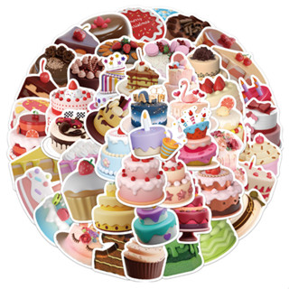 😽臺灣現貨😽【50張】立體生日蛋糕 慶生 不重複貼紙 防水貼紙 本本手帳塗鴉裝飾 生日禮物 聖誕節【目希嚴選】