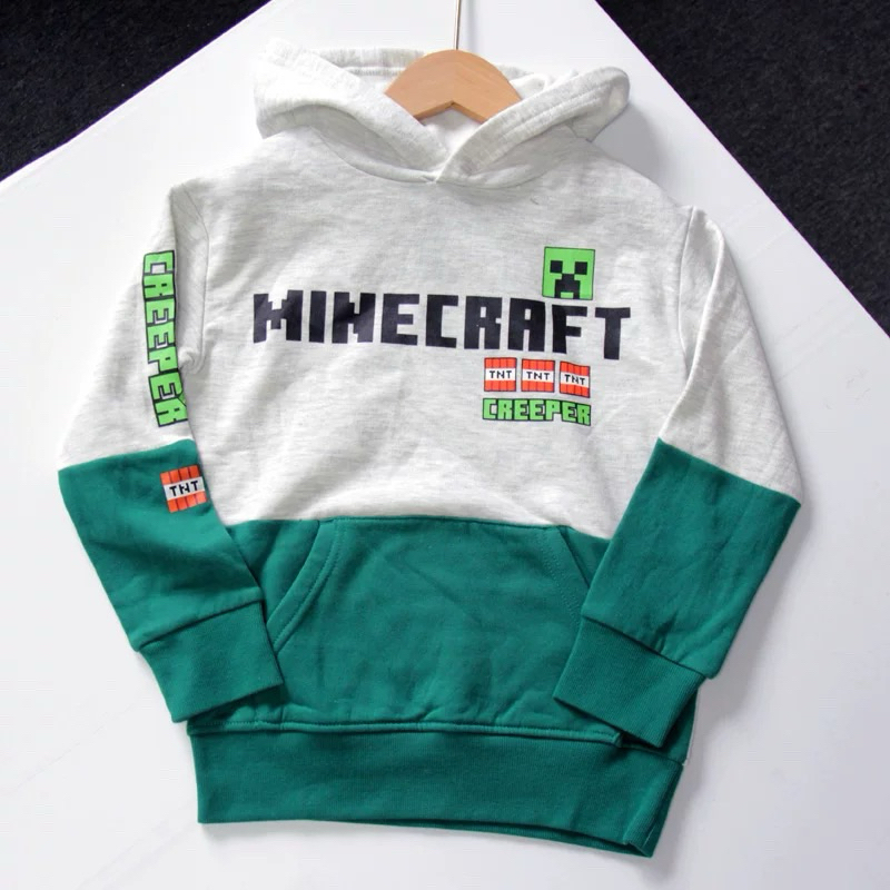 現貨💚外貿原單2024新款Minecraft 我的世界麥塊帽t苦力怕男童小童上衣寬鬆加絨連帽T衣服