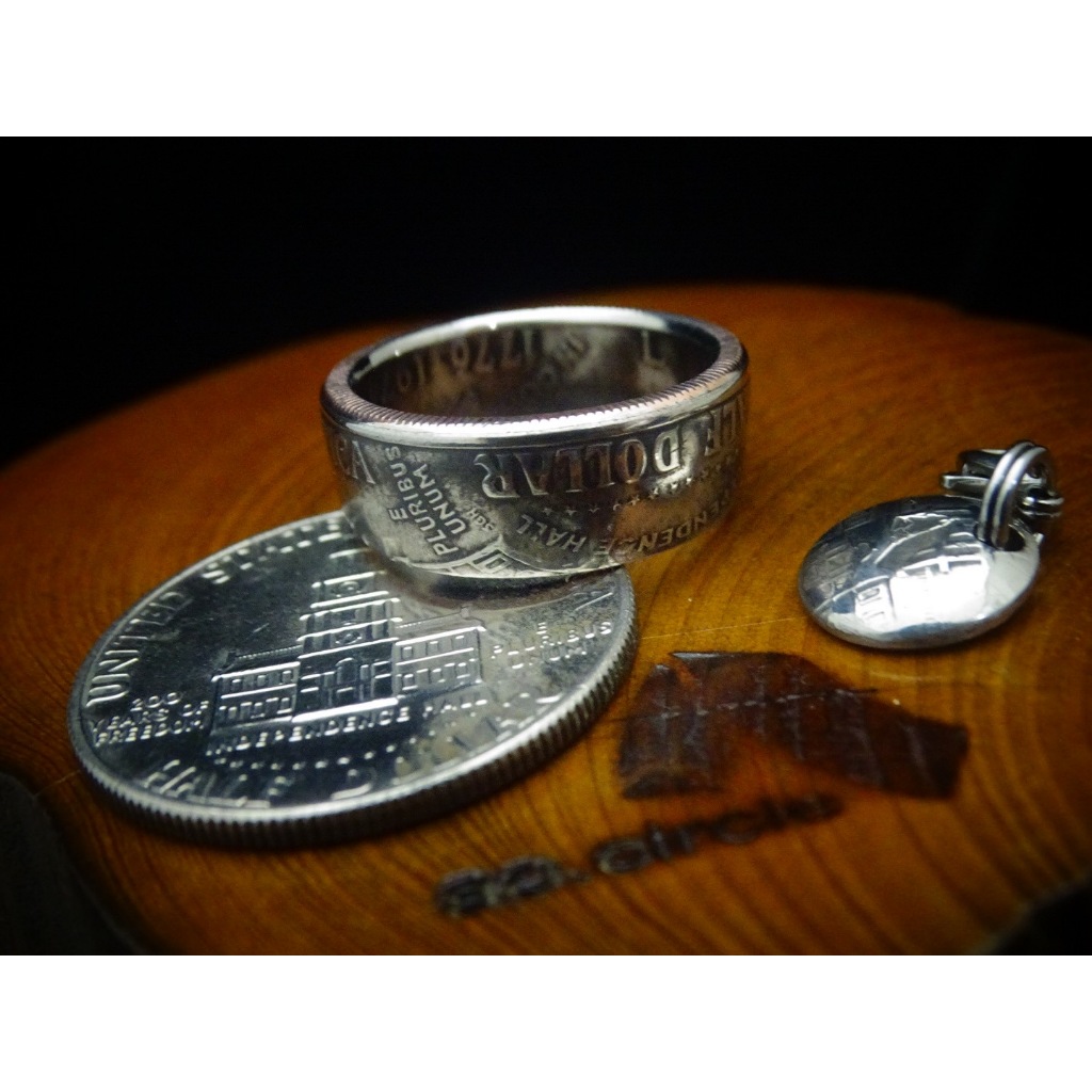 ao.circle 奢扣 1976年美國 建國 200週年甘迺迪  50分 美金 寬版 手工戒指 HALF DOLLAR