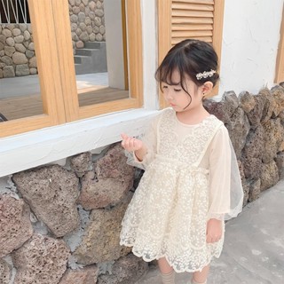 Baby童衣 女童洋裝 過年氣質長袖女童公主裙 女寶寶周歲禮服 兒童長袖蕾絲紗裙