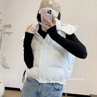 帽子可拆❗️韓國保暖立領短版羽絨連帽背心外套 連帽羽絨背心外套 鋪棉保暖羽絨背心 防潑水背心 立領鋪棉背心 麵包背心