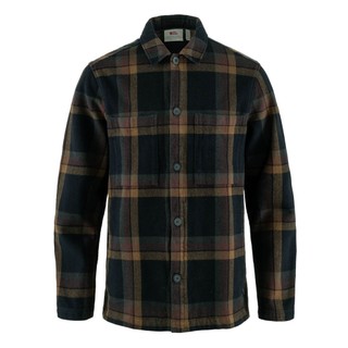 (男)【北極狐Fjallraven】Singi Flannel Overshirt M 法蘭絨長袖襯衫-深藍/棕