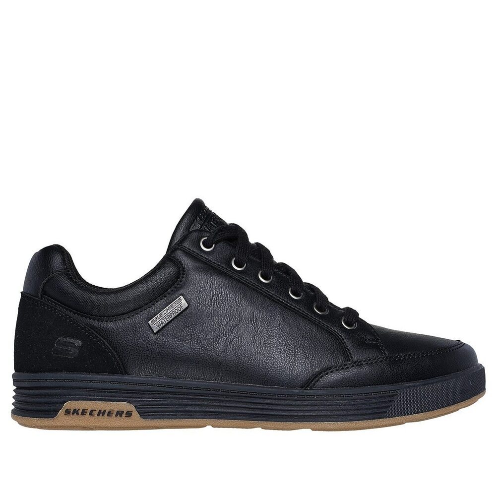 SKECHERS Cavell 男款 休閒鞋 皮革 防潑水 黑-210944BLK