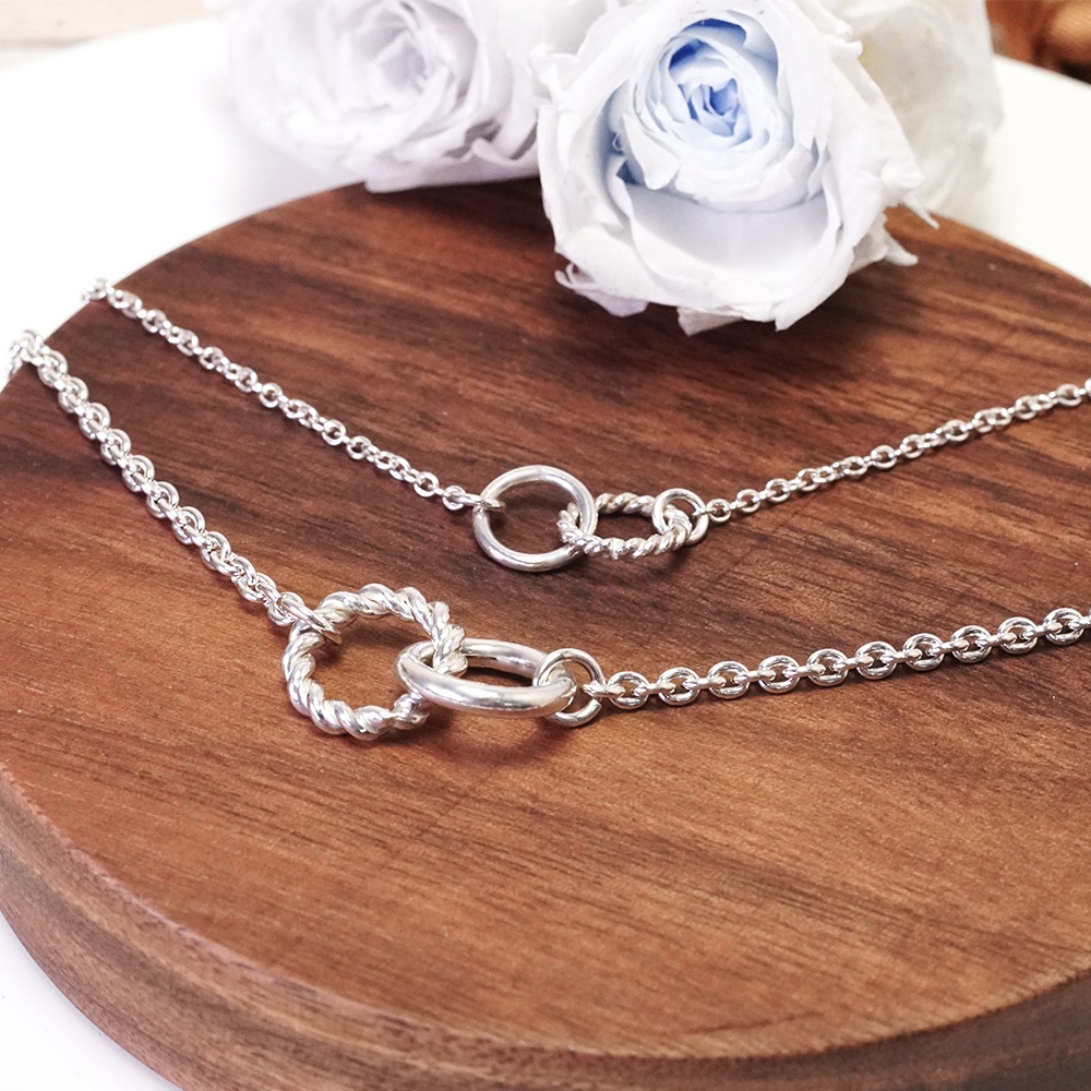 ART64 純銀 捲捲麻花 情侶項鍊組 925純銀項鍊 情侶對鍊