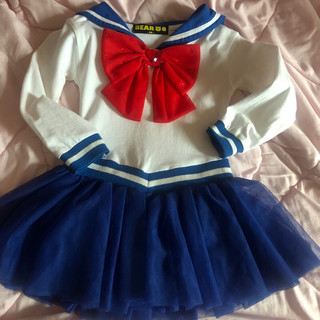 美少女戰士造型服💙月光仙子🩷水手服紗裙長袖洋裝90cm