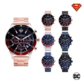 【THEODORA'S】SUPERMAN 太陽能雙色陶瓷圈夜光潛水手錶 鋼鍊帶【希奧朵拉】超人