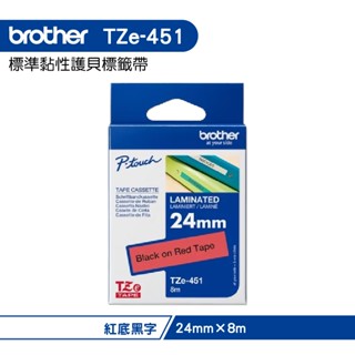 Brother TZe-451 護貝標籤帶 24mm 紅底黑字