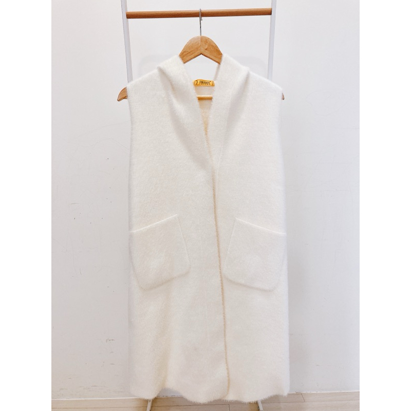 二手衣/義大利Dressy chosen貂毛絨長版連帽背心