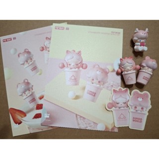 【現貨】POPMART 泡泡瑪特 ～ 聖誕節 臺灣限定 草莓奶昔 ＆ 香港限定 DIMOO 萌粒 貼紙 明信片