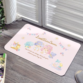 Fancy Belle 軟式珪藻土地墊60x39cm+大容量洗衣袋1入 花漾雙星仙子 三麗鷗 格蕾寢飾 (超值組合)