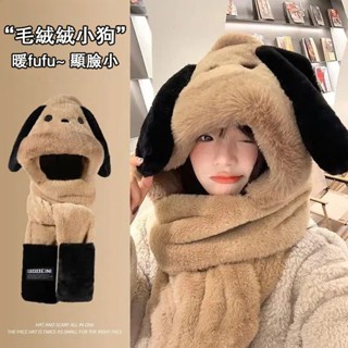 隔日到貨💥保暖加厚帕恰狗帽子 可愛圍脖三件套 毛絨帽子 圍巾手套一體 騎車帽 護耳帽 包頭帽 圍脖帽 大頭圍 保暖帽