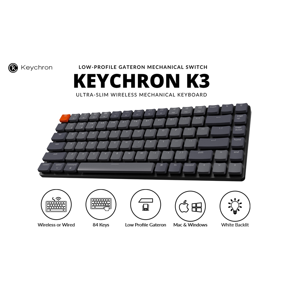 Keychron K3v2 75%【炫彩 RGB+熱插拔+質感鋁合金】青軸 超薄無線藍芽機械鍵盤