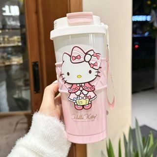 Kitty保溫杯🎀 三麗鷗庫洛米保溫杯新款316不鏽鋼杯子女生高顔值兒童吸管雙飲杯 保溫杯 吸管保溫杯
