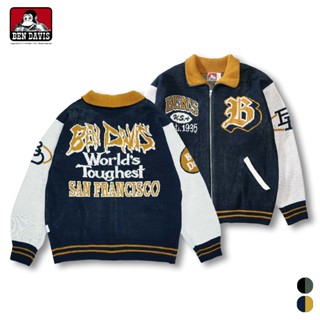 BEN DAVIS SUPPORTERS KNIT JACKET 街頭 拼色 歌德字 LOGO 立領 針織 夾克 2色