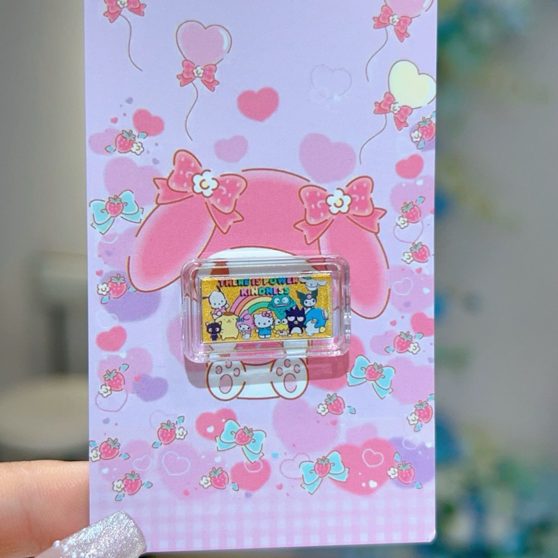 金大囍銀樓黃金999.9黃金1克=約0.27錢三麗鷗全家福 kitty 美樂蒂卡通小金條正反2面不同圖案收藏送禮首選