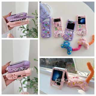 卡通南瓜燈貓咪Samsung Galaxy三星zflip6 zflip5 zflip4 zflip3折疊手機殼 卡通指環