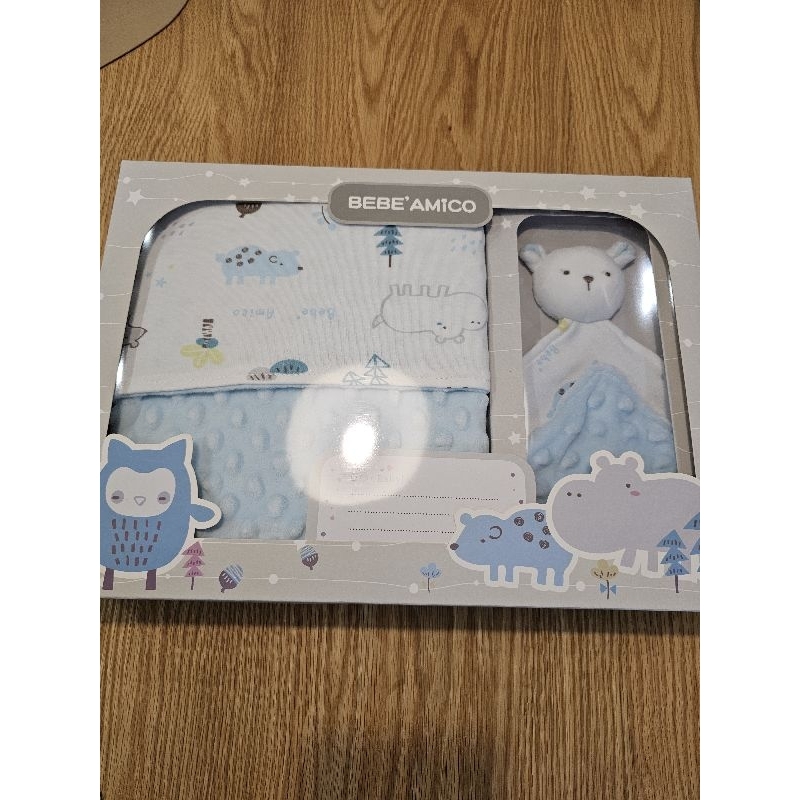 Chicco-BEBE AMICO 童趣故事(貝貝豆)-四季毯禮盒(+安撫巾)-藍