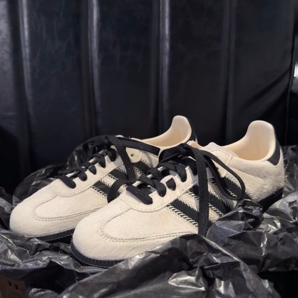 -ES- Adidas Samba 復古 馬毛 黑奶油 米白 白 黑 黑膠底 德訓鞋 休閒鞋 女鞋 JP5329