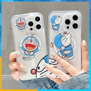 磁吸無線充電 透明可愛叮當貓 蘋果 iPhone 16 15 14 13 12 11 Pro Max 磁吸支架防摔手機殼