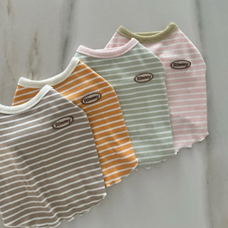 OOPET ♡ 現貨｜韓國 木耳邊下擺條紋背心 S-2XL｜韓國品牌 韓國寵物服飾 寵物衣服 狗狗衣服 貓咪衣服