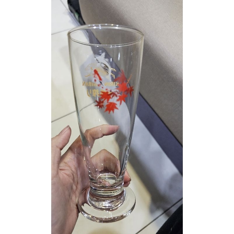 KIRIN. 一番搾 日景啤酒杯（楓葉款）