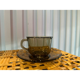 Arcoroc France 1970s vintage 老件 煙燻色濃縮咖啡杯