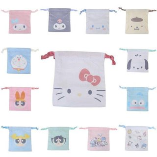 ♥小花花日本精品♥ Kitty 美樂蒂 酷洛米 大耳狗 帕恰狗 漢頓 哆啦A夢 迷你束口袋 小物收納袋 大臉圖 ~ 3