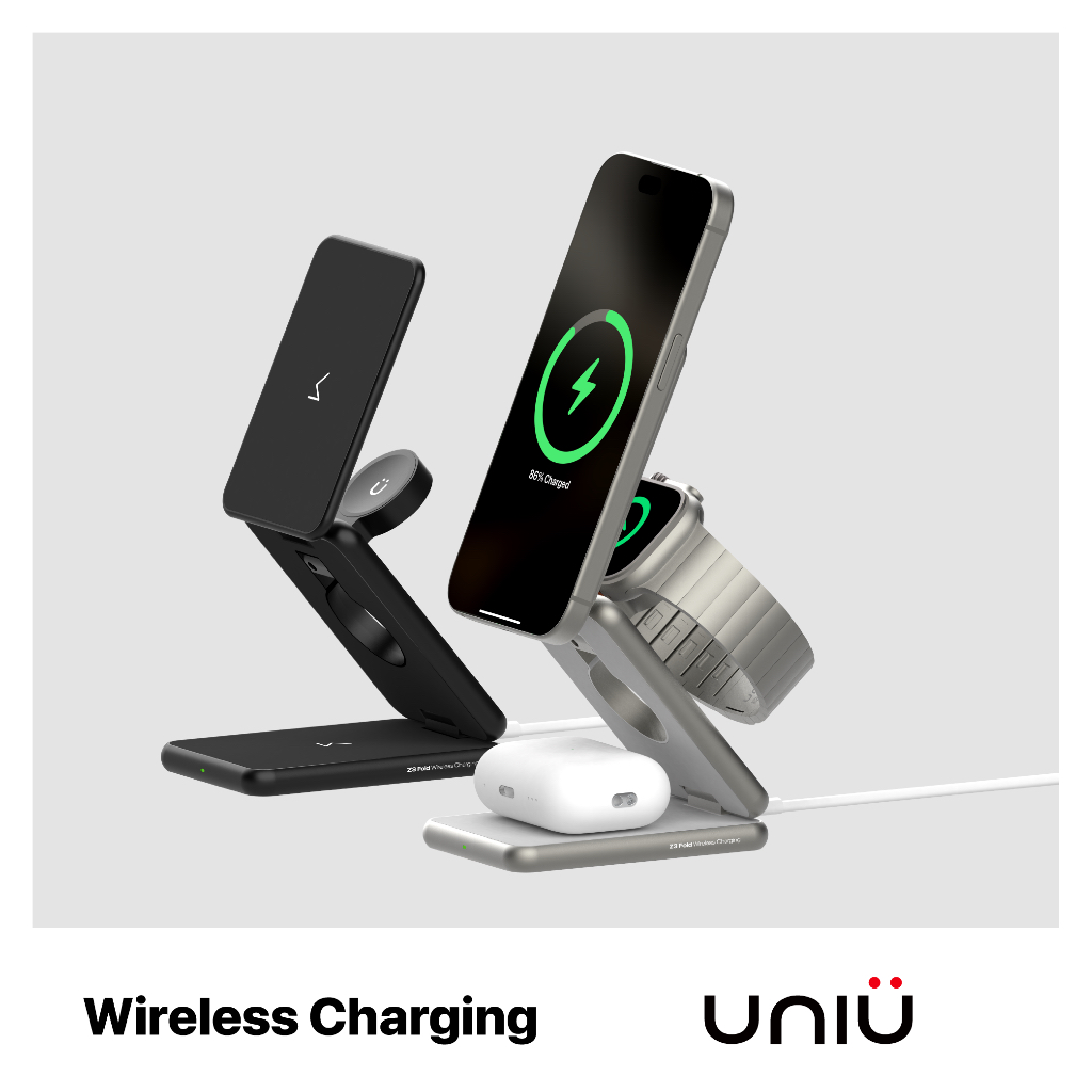 UNIU® Z3 三合一無線充電器 27W | iPhone | AppleWatch | Galaxy Watch