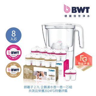 【bwt 德國倍世】健康濾水壺- vida 2.6l 樂樂濾水壺 1壺8芯 矽鎂離子濾芯*3 鎂離子濾心*5