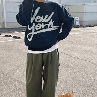 【PAGANS STORE】韓國 New york 美式 寬大 重磅 紐約 針織 長袖 毛衣 (3 color)