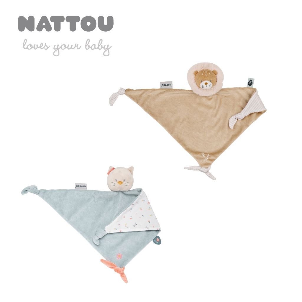 【Nattou】絨毛動物造型安撫玩偶47CM (安撫巾 安撫玩具 絨毛娃娃 親膚玩偶)