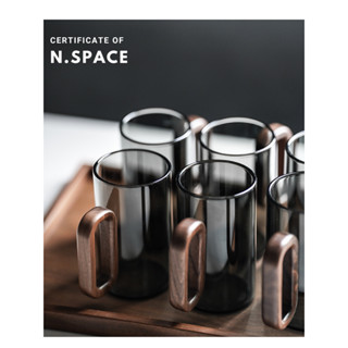 【N.SPACE】木把墨語杯套組 杯架套組 套組 胡桃木玻璃杯 耐熱 頂級實木 高硼矽玻璃 耐高溫 不易碎裂 冷熱飲