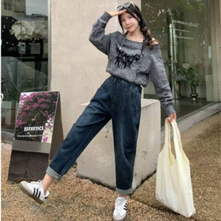 CHILL現貨 2025早春鬆緊復古休閒牛仔褲 牛仔長褲 顯瘦 彈力褲 九分褲 鬆緊 寬鬆 水洗 休閒牛仔長褲 女生 預