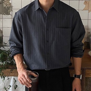 正韓堅挺麂皮絨面條紋口袋長袖襯衫 3色 YUPPIE 預購商品 0113