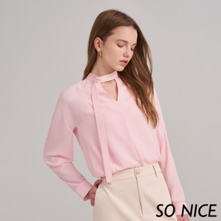 SO NICE【特惠】韓系立領掛脖雪紡上衣｜都會時尚女裝 【29431006】