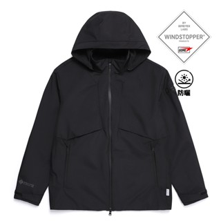 【國家地理服飾】男女同款ATLAS WINDSTOPPER BY GORE-TEX LABS 2L 雙層連帽外套-炭黑色