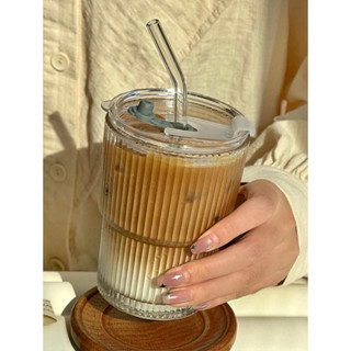 ♡解憂♡ ins透明玻璃杯 400ml 隨身杯 咖啡杯 玻璃吸管 環保杯 馬克杯 水杯 居家小物 儀式感小物
