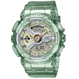 【CASIO 卡西歐】G-SHOCK 金屬光澤 半透明雙顯手錶 透綠 GMA-S110GS-3A 45.9mm
