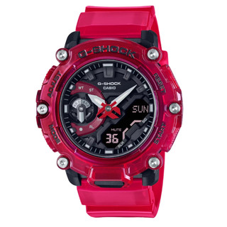 【CASIO 卡西歐】G-SHOCK 炫彩音浪 搶眼紅 半透明 碳核心防護構造 GA-2200SKL-4A 47.1mm