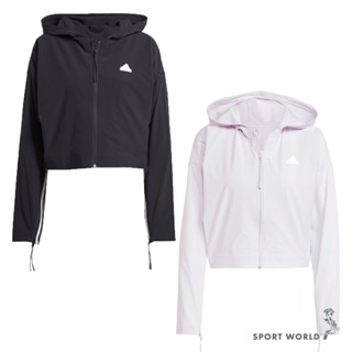 Adidas 連帽外套 女裝 排汗 寬鬆 黑/紫【運動世界】IN1829/IS0891