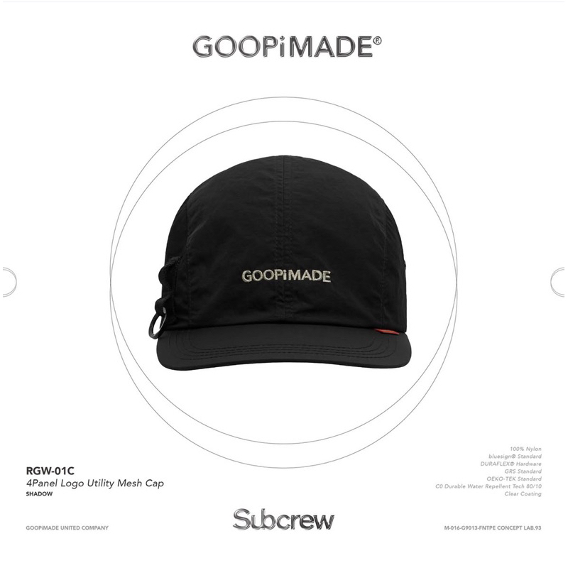 帽子 GOOPiMADE RGW-03C Crew-G Utility BIG Cap RGW-03C” 5Panel Crew-G Utility BIG Cap