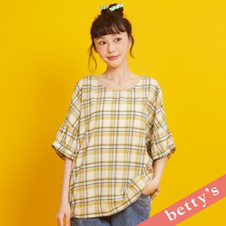 betty’s貝蒂思(41)刺繡格紋圓領寬版上衣(淺綠)